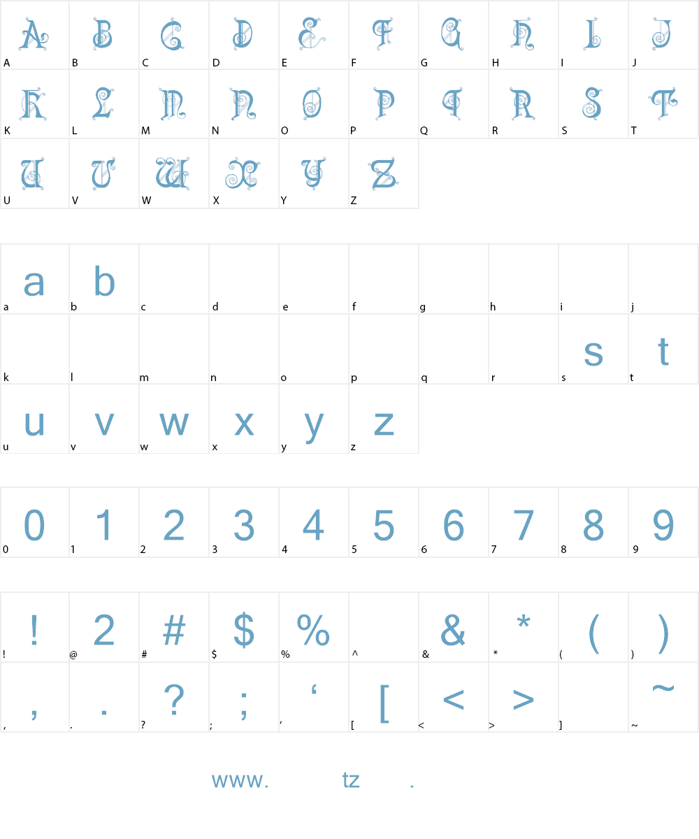 Lubna Caps Font Character